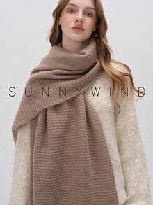 1pc Women Solid Color Soft Knit Scarf, Everyday Use For Dress - Camel - View 8