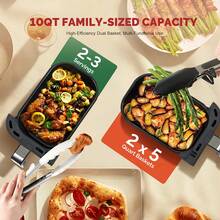 MIRASTON Upgraded Large 10QT Dual Air Fryer, Digital Touchscreen, Perfect For Shoppers!  Crispy Delights In Minutes! Features:Smart Presets,Nonstick Basket,Easy Clean,Compact Design,Hosting A Girls' Night? Whip Up Guilt-Free Sweet Potato Fries In Minutes,Ideal Gift, For Festive Occasions,Mother's Day Gift,Kitchen Appliances,  Kitchen Accessories - 查看 5