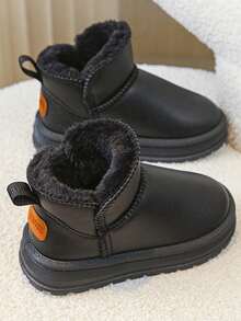 2025冬季新款儿童雪地靴，防水皮革鞋面短靴，幼儿保暖靴