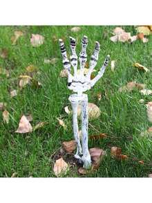 3 pièces Piquets de squelette Décorations d'Halloween - Design réaliste de crâne et d'os, décoration de jardin et d'intérieur en plastique durable, fournitures de fête d'Halloween effrayantes faciles à installer, décoration d'Halloween