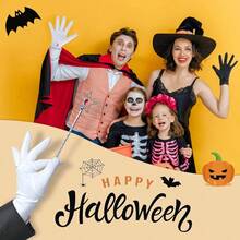 White Cotton Formal Tuxedo Costume Guard Gloves With Snap Cuff, Coin Jewelry Inspection Gloves