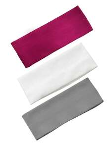 1/3/4条装运动纯色头带，休闲家居发带头巾吸汗带，秋冬季女士度假装扮发饰优雅围巾女士头巾柔软头巾 - 彩色 - 查看 7