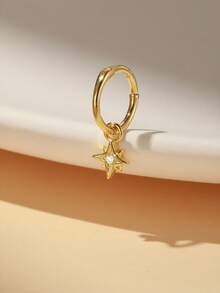 1pc 925 Sterling Silver Star/Flower/Water Drop Dangle Earrings For Women Dainty CZ Drop Hoop Earrings Hypoallergenic For Sensitive Ears Perfect For Daily Wear