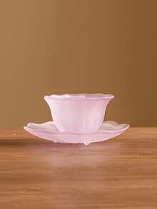 1 Bộ tách trà thủy tinh pha lê mờ chất lượng cao thiết thực tinh xảo hình cánh hoa và đĩa lót, Phụ kiện nghệ thuật trà, Đồ gia dụng - Nhiều màu - Xem 8