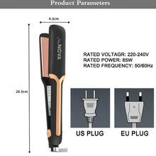 专业陶瓷直发器，插电式加热，快速调温，适合家庭和沙龙使用，护发礼品 - 美規A型插(110-127V) - 查看 9