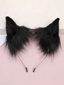 1个黑色猫耳发箍 Cos仿真立体动物耳朵洛丽塔可爱毛绒耳朵女孩发饰洗脸发箍头饰动漫角色扮演发夹洛丽塔发箍 - 1pcs - 查看 12