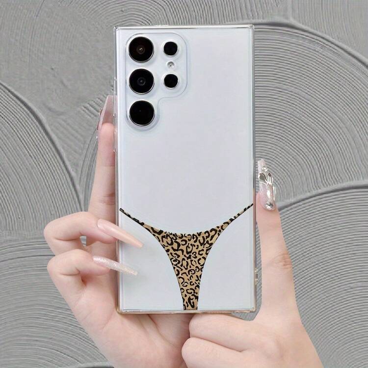 Leopard Print Underwear Beach Bikini Soft Shell Couple New Transparent TPU Phone Case, Suitable For Galaxy S21 S23 FE / A12 / A13 / A14 / A52S 5G S22 U1Tra5G S23 Ultra  11 12 13 14 15 Promax XS XR X 7 8 Plus SE 2022 13 Mini, As A Gift For Parents, Girl/Boy Friends, Men Or Women - 透明的 - 查看 10