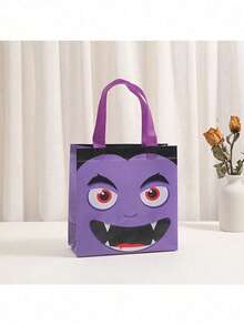 12er Pack Halloween Trick or Treat Tragetaschen mit Griffen, aus Vliesstoff, wiederverwendbare Geschenktüten für Halloween Party Gastgeschenke und Prämien - Verschiedenfarbig - Übersicht 4