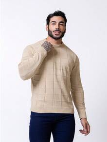 Luxury Knitted Sweater, Men's Blouse, High Quality, Immediate Shipping, Winter, Father's Day - Màu be - Xem 1