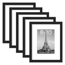 Modern Black Picture Frame Set Of 5 – Plastic Gallery Wall Frames For 8x10, 11x14, 12x16,16x20 &18x24 Photos – Lightweight Decorative Frames With Mats Or Full Display - 黑色 - 查看 10