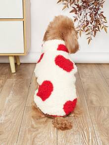 1pc Heart Pattern Pet Vest, Suitable For Cats And Dogs, Plush Pet Harness For Autumn/Winter
