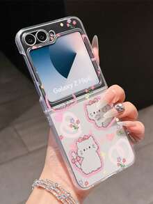 1pc Fashionable And Simple Frosted PC Material Cute Cat Element Folding Phone Case, Can Protect And Prevent Falling: SamsungGalaxy Zflip 3/Zflip 4/Zflip 5/Zflip 6/Zflip 7/OPPO Find N3 Flip/ Razr 50 Ultra/ Razr 60 Ultra/ Razr 60/ Razr 50/XiaomiMIX Flip/Galaxy Z Flip7 FE