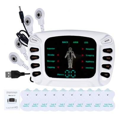 Digital Dual Channel TENS EMS Unit 15 Intensities Muskelstimulator för trötthetslindring TENS Machine Massager med 10st utbyteselektroder