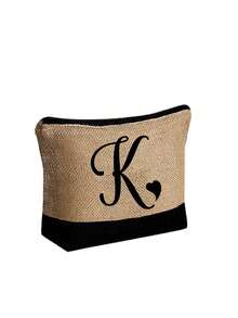 两件套女士沙滩手提包，配有可拆卸肩带，可定制A-Z字母，超大容量。肩带可根据个人喜好拆卸，包含化妆包和拉链小袋，可存放洗漱用品、零钱或文具。 - 彩色 - 查看 55