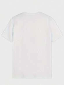 Flaming Star & Face Graphic  T - Shirt, Flame & City Style, Round Neck Short Sleeve Casual Cotton T-Shirt, Summer, Back To School - trắng - Xem 2