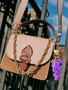 Resin Transparent Beaded Grape Pendant New Creative Student Schoolbag Decoration Keychain Gift, Decorative Accessories Fruit Decoration Bag Chain Pendant Bag Extender Replacement Extension Chain With Chain Pendant Amethyst Grape Protective Cover Pendant New Ins Creative Student Schoolbag Decoration Keychain Gift,