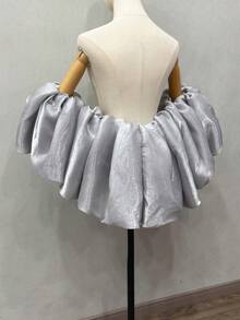 新娘可拆卸缎面夸张泡泡袖肩披，适合拍照，婚礼配饰，女士秋季服装 - 彩色 - 查看 26