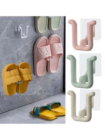 3 Slipper Hooks, Shower Flip Flops Adhesive Storage Rack Saves Space Babouche Adhesive Bracket, Bathroom Shower Flip Shoe Adhesive Organizer, Bathroom Shower Flip Shoelace Adhesive Storage Rack Saves Space, Storage Rack, Space Saving Dishwashing Cloth