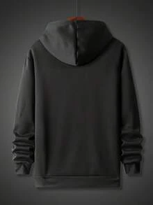 Men's Heavyweight "Nobody Cares, Work Harder" Hoodie - Gym & Casual Pullover Sweatshirt, Soft Polyester Workout Top For Martial Arts, Weightlifting - Motivational Streetwear Apparel, Training Gear, Street Fashion, Highquality Fabric, Long Sleeve Top, Fitness Enthusiasts - Black - View 2