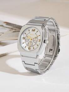 Reloj de cuarzo con esfera de panda de 3 ojos y correa ajustable con cuentas, adecuado para hombres y mujeres