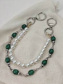 Jadeite Imitates Emerald Green Pearl Short Pants Chain Double-Layer Atmosphere Pocket Chain Fashionable Men And Women Multi Functional Luxury Accessories