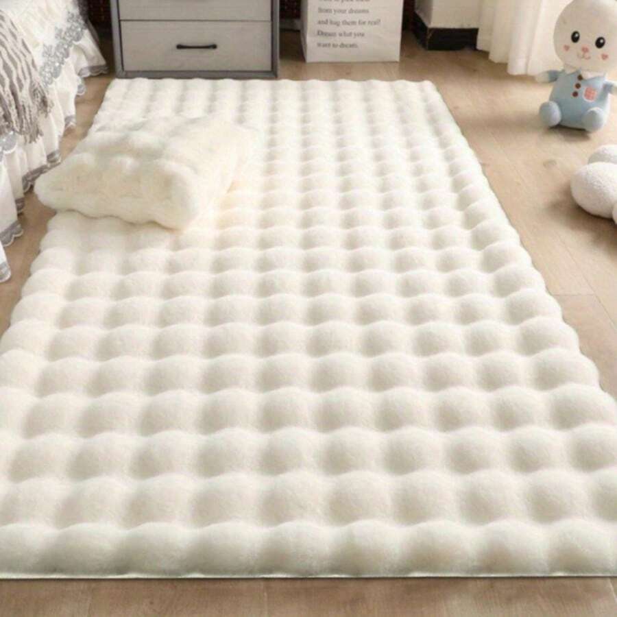 1pc Rectangular Fluffy Plush Solid Color Rug, Suitable For Christmas, Thanksgiving And New Year Decoration, Soft And Skin-Friendly, Home Decor Mat For Living Room, Bedroom, Bathroom Or Kitchen, Bedroom Carpet, Decorative Rug, Small Rug, Carpet, Home Decor, Living Room Carpet Kitchen Rug