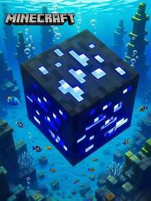 Minecraft 1pc Commemorative Edition Series Minecraft Pixel Ore Night Light - Blue/Green/Red/Yellow Style, Soft Silicone, Brightness Adjustable, USB Rechargeable, Suitable For Bedroom Decoration And Relaxation, Perfect For Sleep/Christmas And Birthday Gifts, Suitable For Teens And Adults, Themed Parties