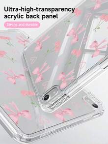 粉色蝴蝶结樱桃双面亚克力水晶保护壳，兼容 iPad 10 代、iPad 10.2/iPad mini 6/iPad mini 7/9.7、Galaxy Tab A9 Plus、3+Y 折叠平板电脑，防弯折，硅胶加固边角，自动唤醒/睡眠，内置笔槽，多角度支架 - 完美日常保护，理想的节日礼物 - 彩色 - 查看 5