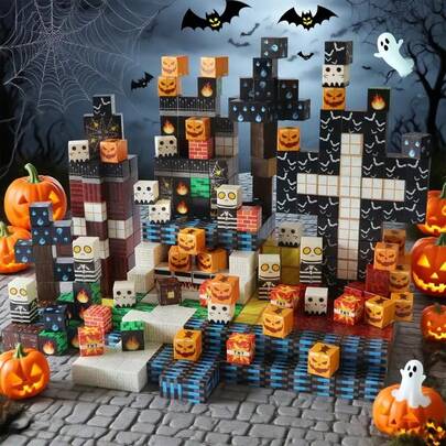 80/105/150/200pcs Magnetic Building Blocks Toy Set - STEM Sensory Cubes, Magnetic Tiles Surprise Box, Creative 3D Cubic Puzzle, Build Mineral World, Suitable For 3+ Boys And Girls, Birthday/Halloween/Christmas Gift (Random Color & Pattern)