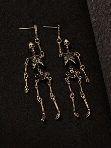 1 对骷髅耳环，适合万圣节，哥特式暗黑风格，男女通用 - 銅色 - 查看 3