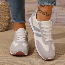 Women's Spring/Autumn Casual Lace-Up Flat Shoes, Versatile, Lightweight, Comfortable, Suitable For Students, Campus, Running, Travel, Walking - Grey - View 4