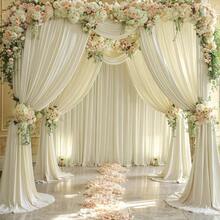 4 Panels Ivory Backdrop Curtains Wedding Party Wrinkle Backdrops Curtain Drapes Fabric Decorations Photo Back Drop Cloth Shower Photography Stage Reception 20ftx 12ftH - 5'(寬)x 12'(高),4 塊面板 + 米色 - 查看 8