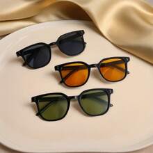 3 Pairs Unisex Oval Plastic Fashion Glasses, Multi-Color, High Quality, Fashionable For Casual Daily Use - Multicolor - View 1