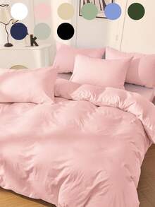 Juego de funda nórdica de 2/3 piezas, ropa de cama sólida, juego de ropa de cama sólida, ropa de cama suave y amigable con la piel, juego de funda nórdica suave y antipelusas, decoración minimalista de la habitación, funda de edredón y funda de almohada con estilo simple, no incluye el relleno del edredón, se adapta a camas individuales, dobles, king y queen de todas las tallas, adecuado para todas las estaciones, decoración de otoño, decoración de la habitación, vuelta al colegio, suministros escolares