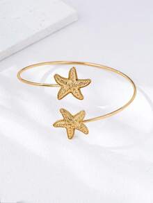 1 pieza Brazalete de estrella de mar de estilo casual y de moda para vacaciones, accesorio minimalista de color dorado para resort de playa para mujeres