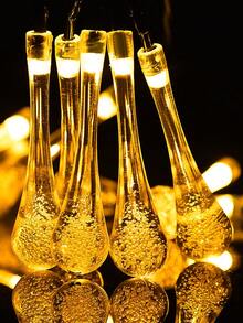 1pc/200/100pcs LED Solar Curtain Water Drop Light Light Outdoor Light, 8 Lighting Modes Fairy Light Christmas Party Wedding Home Bedroom Garden Wall Decoration, IP65 Outdoor Lighting For Festival, Christmas Decoration, Outdoor Waterproof Garden Lawn Patio Bubble Ball Colored Light, Christmas Decorative Light