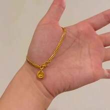 1pc Stainless Steel Fashionable Luxury Creative New Chinese Style Double-Sided Fu Character Bracelet For Women, Lightweight Exquisite Niche High-End Elegant Round Bead Titanium Steel Accessory - Gold Ingot Bracelet - View 2