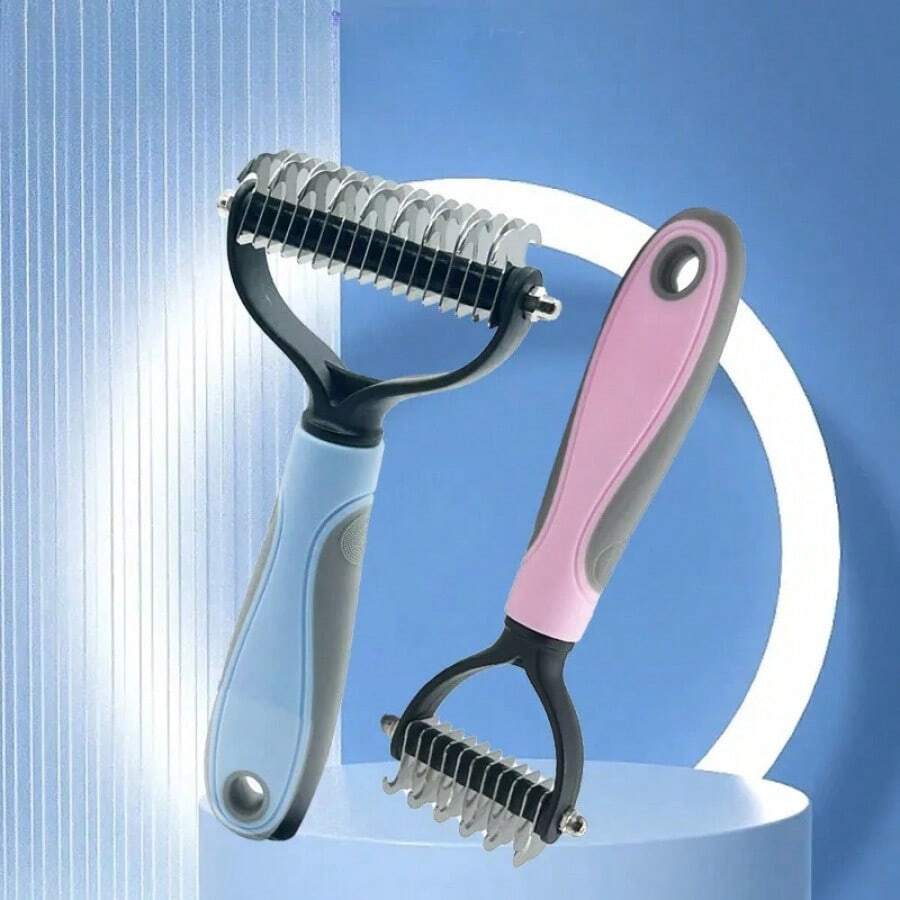 Cepillo desenredante de doble cara, peine para acicalamiento de gatos y perros, suministros para mascotas