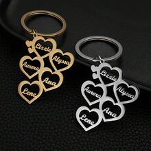 1pc Customized Multi-Heart Shaped Name Keychain, Stainless Steel Accessory, Personalized Family Member Name Keychain, Family Gift, Father's Day Gift, Graduation Gift, Couple Gift, Friendship Gift - Multicolor - View 7
