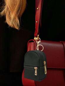 Portachiavi zaino mini per donna, borsetta carina per cosmetici, borsetta piccola in PU per cosmetici, accessori portachiavi, borsa per rossetto, borsa con zip, accessori autunnali