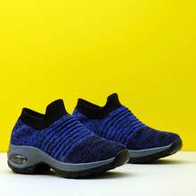 Damskie różowe, codzienne, amortyzowane, amortyzujące, wsuwane tenisówki z dzianiny typu skarpetka, wygodne obuwie do tańca