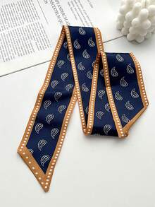 6件套佩斯利印花真丝围巾套装 - 多功能头巾、颈巾、发饰，适合秋季女性佩戴，豹纹吸汗头巾，秋冬季头巾，节日发型头巾 - 彩色 - 查看 6