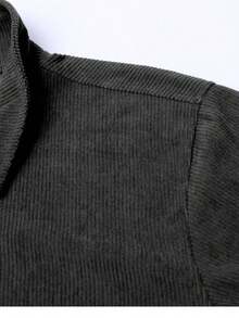 Áo khoác nhung kẻ mùa đông cỡ lớn dành cho nam, kiểu dáng cổ điển mềm mại ấm áp, thiết kế cổ đứng, áo cardigan thời trang có khóa kéo, phù hợp cho mua sắm, hẹn hò, công sở, du lịch và dã ngoại hàng ngày. Màu đen. - màu đen - Xem 5