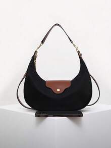 Dedoo 新月包通勤包简约单肩腋下手提包，印花时尚简约链条单肩，上班，派对，2025情人节礼物，大气，温柔优雅，适合大学生，女性，淑女，各种场合都很实用。 - 黑色 - 查看 7