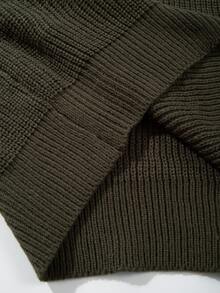 男士休闲宽松纯色 Polo 领拉链针织衫，韩版百搭通勤款，秋冬季 - 墨綠色 - 查看 8