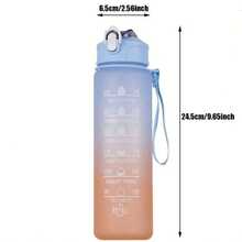 750ml Large Capacity Sports Water Bottle, Leakproof Plastic Drinking Cup With Scale, Suitable For Summer Outdoor Sports/Cycling/Picnic, Rainbow Gradient Color Plastic Water Cup