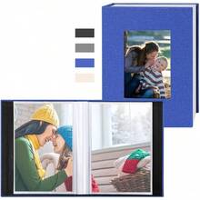 Álbum Autoadhesivo, 40 Páginas en Blanco Magnético Álbum de Recortes, 11x10.6 pulgadas Cubierta de Lino con Bolígrafo de Metal, Gran Regalo para Bodas, Cumpleaños (Negro 27x28cm) - Azul 16.5x13cm - Ver 13