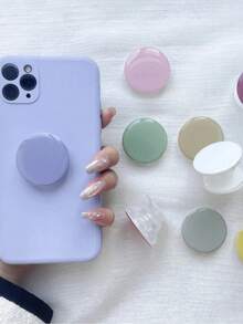 Support de téléphone portable extensible couleur unie, joli support transparent, pliable avec base transparente, accessoires de téléphone aux couleurs dopamine, compatible avec iPhone, Android, cadeau d'anniversaire, famille, amis. Support adhésif rotatif multifonctionnel. - Multicolore - Voir 1