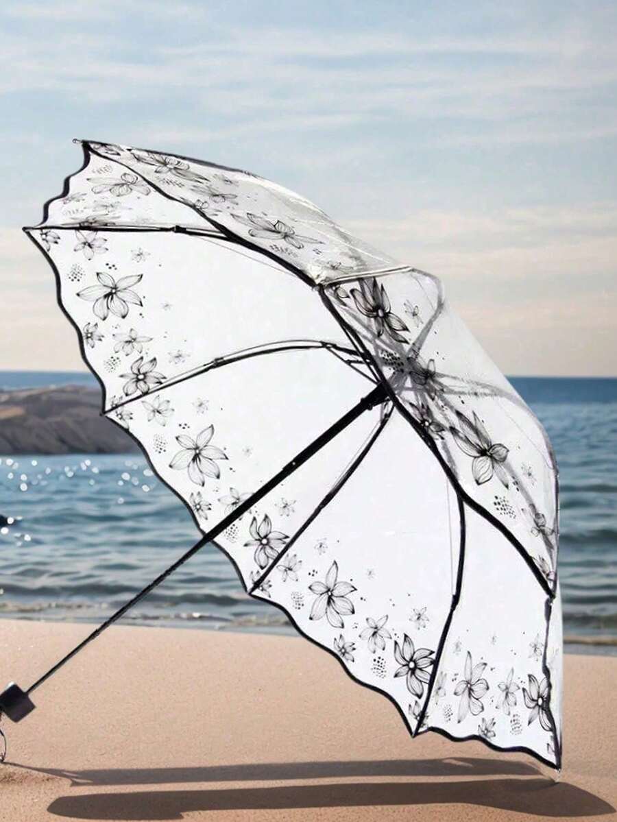 1/6pcs Elegant Transparent Bridal Wedding Umbrella - Waterproof Bride Shower Gift And Bachelorette Party Photo Prop, Suitable For Outdoor Ceremony, Rainy Day Backup Umbrella And Bridesmaid Gift - Vintage Style Parasol