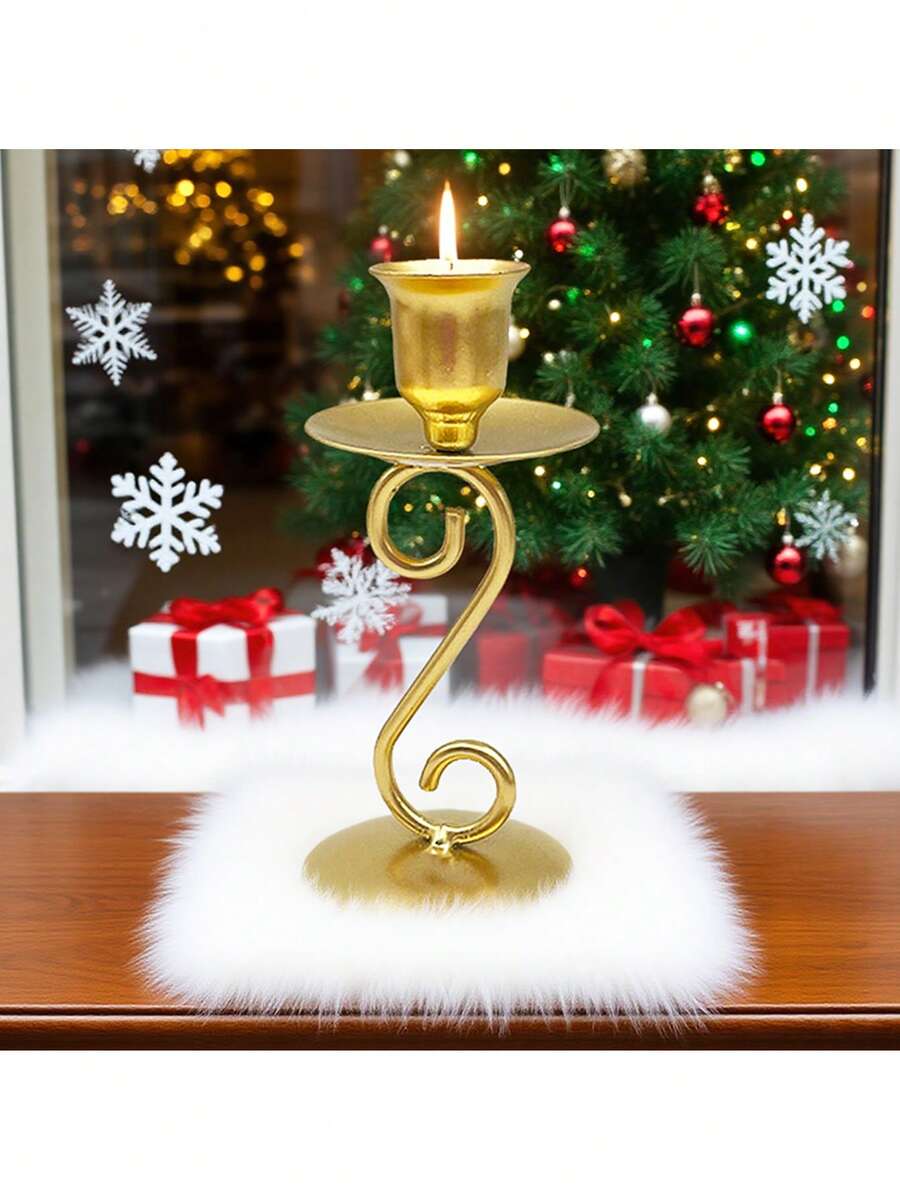1 Elegant Metal Candle Holder, Wedding Table Fireplace Candle Holder, Fireplace Party Room Decoration, Christmas Table Decoration, Christmas Home Decoration (Candles Not Included)